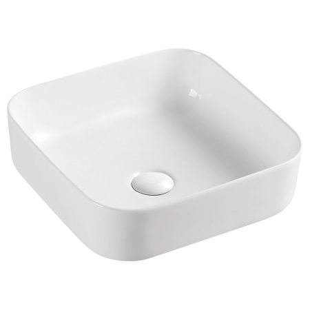PETRA ABOVE COUNTER BASIN 390X390MM 0TH NO O/F RB196 GLOSS WHITE