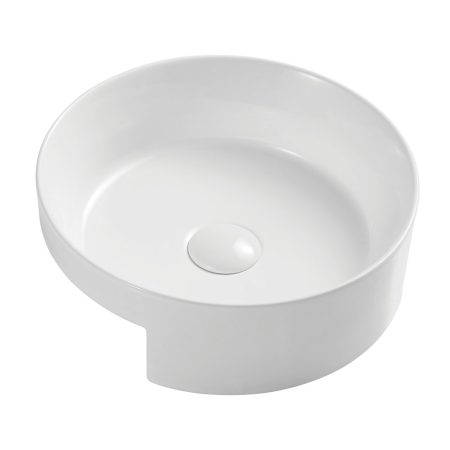 REBA SEMI RECESSED BASIN WITH O/F 390MM 0TH RB4064 GLOSS WHITE