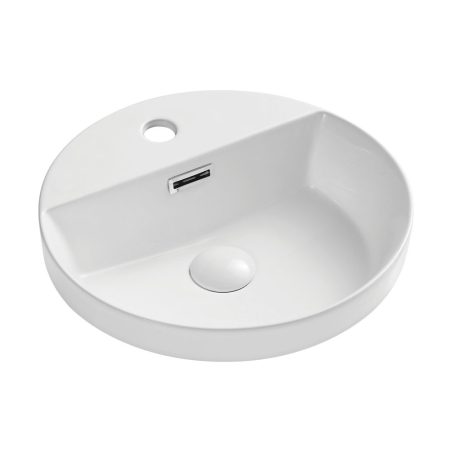 REBA SEMI INSET BASIN WITH O/F 390MM 1TH RB4066 GLOSS WHITE