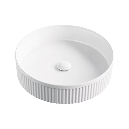 ELEANORE ROUND FLUTED ABOVE COUNTER BASIN 410MM NO O/F 0TH RB465MW MATTE WHITE