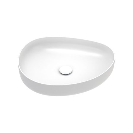 PEBBLE MEDIUM ABOVE COUNTER BASIN 500X400MM 0TH NO O/F RB487W MATTE WHITE