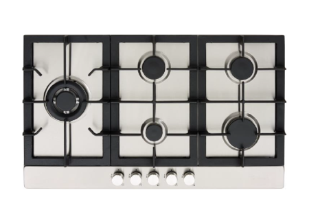 90CM 5 BURNER GAS COOKTOP WITH LH WOK TGC9GLWFSS STAINLESS STEEL