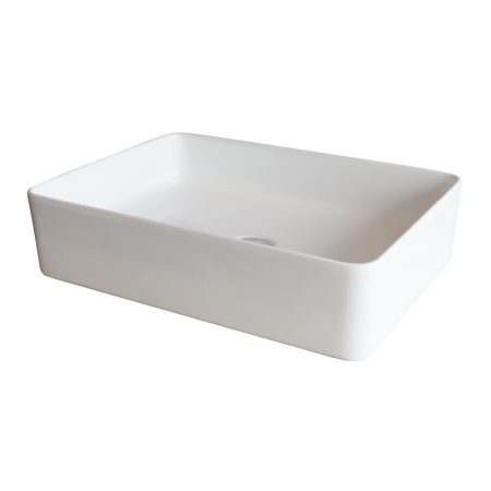 XONI 500×350 THIN RECTANGULAR ABOVE COUNTER BASIN XN04634 GLOSS WHITE