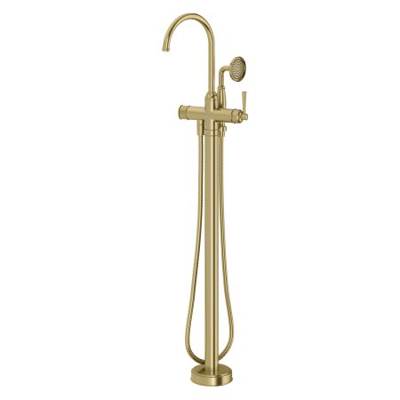 CROMFORD FLOOR MOUNTED BATH MIXER WITH HAND SHOWER 134-7451-12 BRUSHED GOLD