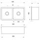 CUISINE 85×46 DOUBLE INSET FINE FIRECLAY SINK CUD85FS-MB MATTE BLACK