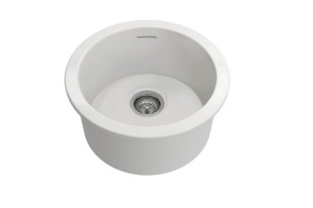 CUISINE ROUND 47 INSET FINE FIRECLAY SINK CUR47FS WHITE GLOSS