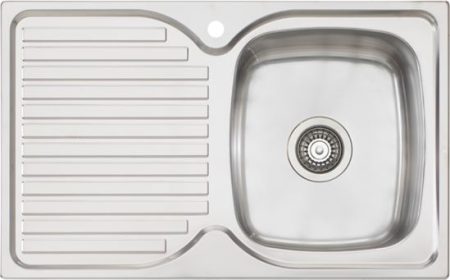 SINGLE BOWL & DRAINER INSET SINK RIGHT HAND BOWL PS22 S/STEEL