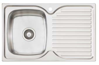 SINGLE BOWL & DRAINER INSET SINK LEFT HAND BOWL PS21 S/STEEL