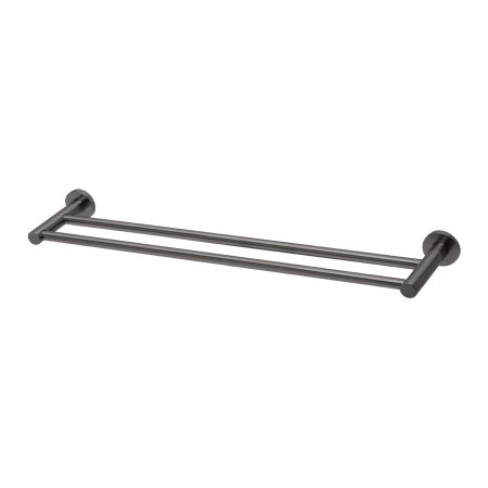 RADII 800MM DOUBLE TOWEL RAIL ROUND PLATE RA812-31 BRUSHED CARBON