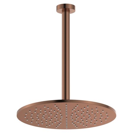 EMPIRE SLIM 300MM CEILING SHOWER HEAD 350MM DROP 411109CO-C BRUSHED COPPER