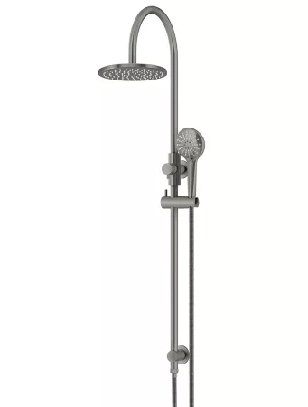 ROUND GOOSENECK SHOWER SET 200MM ROSE + THREE FUNCTION HANDSHOWER MZ0904-PVDGM SHADOW GUNMETAL