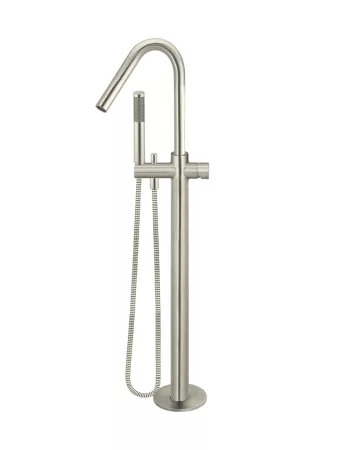 ROUND PINLESS FREESTANDING BATH SPOUT AND HAND SHOWER MB09PN-PVDBN BRUSHED NICKEL
