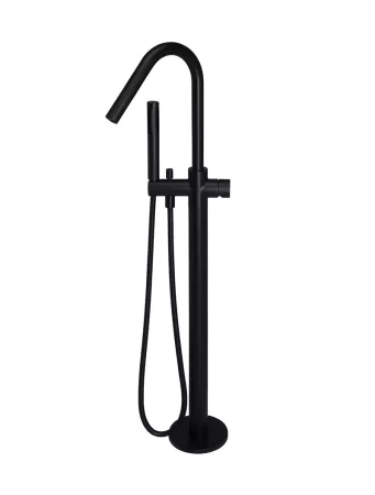 ROUND PINLESS FREESTANDING BATH SPOUT AND HAND SHOWER MB09PN MATTE BLACK