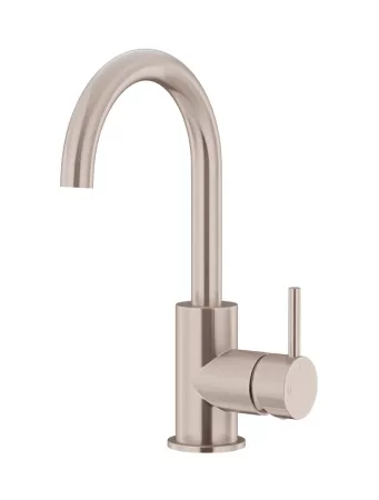 ROUND GOOSENECK BASIN MIXER WITH COLD START MB17-CH CHAMPAGNE