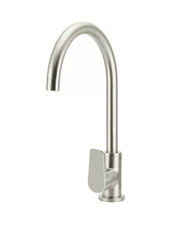ROUND GOOSENECK KITCHEN MIXER WITH PADDLE HANDLE MK03PD-PVDBN BRUSHED NICKEL