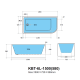 1500MM CURVED CORNER BATH – LH KBT-6L-1500 GLOSS WHITE