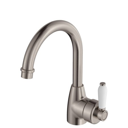 ELEANOR GOOSENECK BASIN MIXER 202104BN-LF BRUSHED NICKEL/CERAMIC